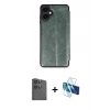 MARSİLYAN™- Galaxy A06 Kılıf Zirve Yansıma Serisi - Siyah 3D Antistatik Seramik Nano Ekran Koruyucu + Raze Metal Kamera Lens - SH