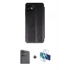 MARSİLYAN™- Galaxy A06 Kılıf Zirve Yansıma Serisi - Siyah 3D Antistatik Seramik Nano Ekran Koruyucu + Raze Metal Kamera Lens - SH
