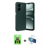 MARSİLYAN™- Galaxy A07 4G Kılıf Eksen Form Prime - Siyah 3D Antistatik Cam Ekran Koruyucu + Raze Metal Kamera Lens - GS