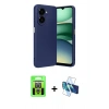 MARSİLYAN™- Galaxy A07 4G Kılıf Eksen Form Prime - Siyah 3D Antistatik Cam Ekran Koruyucu + Raze Metal Kamera Lens - GS