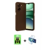 MARSİLYAN™- Galaxy A07 4G Kılıf Eksen Form Prime - Siyah 3D Antistatik Cam Ekran Koruyucu + Raze Metal Kamera Lens - SH