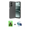 MARSİLYAN™- Galaxy A07 4G Kılıf Eksen Form Prime - Siyah 3D Antistatik Cam Ekran Koruyucu + Raze Metal Kamera Lens - SH