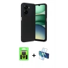 MARSİLYAN™- Galaxy A07 4G Kılıf Eksen Form Prime - Siyah 3D Antistatik Cam Ekran Koruyucu + Raze Metal Kamera Lens - SH