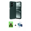 MARSİLYAN™- Galaxy A07 4G Kılıf Eksen Form Prime - Siyah 3D Antistatik Cam Ekran Koruyucu + Raze Metal Kamera Lens - SH