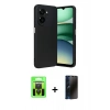MARSİLYAN™- Galaxy A07 4G Kılıf Eksen Form Prime - Siyah 3D Antistatik Hayalet Cam Ekran Koruyucu + Raze Metal Kamera Lens - SH