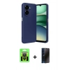 MARSİLYAN™- Galaxy A07 4G Kılıf Eksen Form Prime - Siyah 3D Antistatik Hayalet Cam Ekran Koruyucu + Raze Metal Kamera Lens - SH