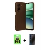 MARSİLYAN™- Galaxy A07 4G Kılıf Eksen Form Prime - Siyah 3D Antistatik Hayalet Cam Ekran Koruyucu + Raze Metal Kamera Lens - SH