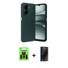 MARSİLYAN™- Galaxy A07 4G Kılıf Eksen Form Prime - Siyah 3D Antistatik Hayalet Cam Ekran Koruyucu + Raze Metal Kamera Lens - SH