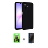MARSİLYAN™- Galaxy A07 4G Kılıf Kozmos Yansıma Özel Seri - Siyah 3D Antistatik Hayalet Cam Ekran Koruyucu + Raze Metal Kamera Lens - SH