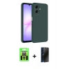 MARSİLYAN™- Galaxy A07 4G Kılıf Kozmos Yansıma Özel Seri - Siyah 3D Antistatik Hayalet Cam Ekran Koruyucu + Raze Metal Kamera Lens - GS