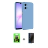 MARSİLYAN™- Galaxy A07 4G Kılıf Kozmos Yansıma Özel Seri - Siyah 3D Antistatik Hayalet Cam Ekran Koruyucu + Raze Metal Kamera Lens - SH