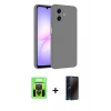 MARSİLYAN™- Galaxy A07 4G Kılıf Kozmos Yansıma Özel Seri - Siyah 3D Antistatik Hayalet Cam Ekran Koruyucu + Raze Metal Kamera Lens - SH