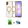 MARSİLYAN™- Galaxy A07 4G Kılıf Nova Işık Özel Seri - Siyah 3D Antistatik Cam Ekran Koruyucu + Raze Metal Kamera Lens - SH