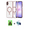 MARSİLYAN™- Galaxy A07 4G Kılıf Nova Işık Özel Seri - Siyah 3D Antistatik Cam Ekran Koruyucu + Raze Metal Kamera Lens - SH
