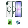 MARSİLYAN™- Galaxy A07 4G Kılıf Nova Işık Özel Seri - Siyah 3D Antistatik Cam Ekran Koruyucu + Raze Metal Kamera Lens - SH