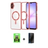 MARSİLYAN™- Galaxy A07 4G Kılıf Nova Işık Özel Seri - Siyah 3D Antistatik Hayalet Cam Ekran Koruyucu + Raze Metal Kamera Lens - GS