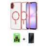 MARSİLYAN™- Galaxy A07 4G Kılıf Nova Işık Özel Seri - Siyah 3D Antistatik Hayalet Cam Ekran Koruyucu + Raze Metal Kamera Lens - SH