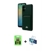 MARSİLYAN™- Galaxy A07 4G Kılıf Vadi Çizgi Prime - Siyah 3D Antistatik Cam Ekran Koruyucu + Raze Metal Kamera Lens - GS