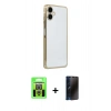 MARSİLYAN™- Galaxy A07 4G Kılıf Vadi Minimal - Siyah 3D Antistatik Hayalet Cam Ekran Koruyucu + Raze Metal Kamera Lens - GS