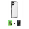 MARSİLYAN™- Galaxy A07 4G Kılıf Vadi Minimal - Siyah 3D Antistatik Hayalet Cam Ekran Koruyucu + Raze Metal Kamera Lens - GS