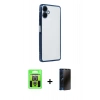 MARSİLYAN™- Galaxy A07 4G Kılıf Vadi Minimal - Siyah 3D Antistatik Hayalet Cam Ekran Koruyucu + Raze Metal Kamera Lens - GS