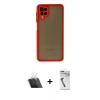 MARSİLYAN™- Galaxy A12 Kılıf Ahenk Çizgi Serisi - Şeffaf Uv Polymer Nano Ekran Koruyucu + Kamera Lens Koruma Cam - SF