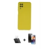 MARSİLYAN™- Galaxy A12 Kılıf Ahenk Serisi - Siyah 3D Antistatik Mat Seramik Nano Ekran Koruyucu + Şeffaf Kamera Lens Koruma Cam