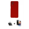 MARSİLYAN™- Galaxy A12 Kılıf Ahenk Serisi - Siyah 3D Antistatik Mat Seramik Nano Ekran Koruyucu + Şeffaf Kamera Lens Koruma Cam