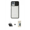 MARSİLYAN™- Galaxy A12 Kılıf Vadi Çizgi - Siyah 6D Mat Seramik Hayalet Nano Ekran Koruyucu + Şeffaf Kamera Lens Koruma Cam
