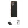 MARSİLYAN™- Galaxy A12 Kılıf Yankı Serisi - Şeffaf Uv Polymer Nano Ekran Koruyucu + Şeffaf Kamera Lens Koruma Cam