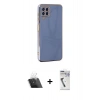MARSİLYAN™- Galaxy A12 Kılıf Yankı Serisi - Şeffaf Uv Polymer Nano Ekran Koruyucu + Şeffaf Kamera Lens Koruma Cam