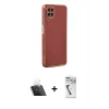 MARSİLYAN™- Galaxy A12 Kılıf Yankı Serisi - Şeffaf Uv Polymer Nano Ekran Koruyucu + Şeffaf Kamera Lens Koruma Cam