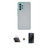 MARSİLYAN™- Galaxy A13 4G Kılıf Ahenk Çizgi Serisi - Siyah 3D Antistatik Hayalet Cam Ekran Koruyucu + Kamera Lens Koruma Cam - SF