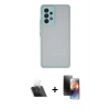 MARSİLYAN™- Galaxy A13 4G Kılıf Ahenk Çizgi Serisi - Siyah 3D Antistatik Mat Seramik Nano Ekran Koruyucu + Kamera Lens Koruma Cam - SF