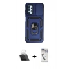 MARSİLYAN™- Galaxy A13 4G Kılıf Ahenk Klasik - Şeffaf Uv Polymer Nano Ekran Koruyucu + Kamera Lens Koruma Cam - SF