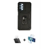 MARSİLYAN™- Galaxy A13 4G Kılıf Ahenk Klasik - Siyah 3D Antistatik Cam Ekran Koruyucu + Kamera Lens Koruma Cam - SF