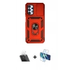 MARSİLYAN™- Galaxy A13 4G Kılıf Ahenk Klasik - Siyah 3D Antistatik Cam Ekran Koruyucu + Kamera Lens Koruma Cam - SF