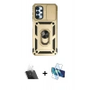 MARSİLYAN™- Galaxy A13 4G Kılıf Ahenk Klasik - Siyah 3D Antistatik Cam Ekran Koruyucu + Kamera Lens Koruma Cam - SF