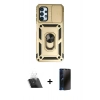 MARSİLYAN™- Galaxy A13 4G Kılıf Ahenk Klasik - Siyah 3D Antistatik Hayalet Cam Ekran Koruyucu + Kamera Lens Koruma Cam - SF