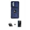 MARSİLYAN™- Galaxy A13 4G Kılıf Ahenk Klasik - Siyah 3D Antistatik Hayalet Cam Ekran Koruyucu + Kamera Lens Koruma Cam - SF