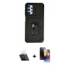 MARSİLYAN™- Galaxy A13 4G Kılıf Ahenk Klasik - Siyah 3D Antistatik Mat Seramik Nano Ekran Koruyucu + Kamera Lens Koruma Cam - SF