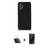 MARSİLYAN™- Galaxy A13 4G Kılıf Ahenk Serisi - Siyah 3D Antistatik Hayalet Cam Ekran Koruyucu + Kamera Lens Koruma Cam - SF