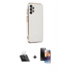 MARSİLYAN™- Galaxy A13 4G Kılıf Yankı Serisi - Siyah 3D Antistatik Mat Seramik Nano Ekran Koruyucu + Kamera Lens Koruma Cam - SF