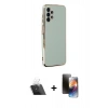 MARSİLYAN™- Galaxy A13 4G Kılıf Yankı Serisi - Siyah 3D Antistatik Mat Seramik Nano Ekran Koruyucu + Kamera Lens Koruma Cam - SF