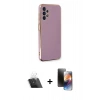 MARSİLYAN™- Galaxy A13 4G Kılıf Yankı Serisi - Siyah 3D Antistatik Mat Seramik Nano Ekran Koruyucu + Kamera Lens Koruma Cam - SF
