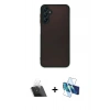 MARSİLYAN™- Galaxy A14 4G Kılıf Ahenk Çizgi Serisi - Siyah 3D Antistatik Cam Ekran Koruyucu + Kamera Lens Koruma Cam - SF