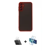 MARSİLYAN™- Galaxy A14 4G Kılıf Ahenk Çizgi Serisi - Siyah 3D Antistatik Cam Ekran Koruyucu + Kamera Lens Koruma Cam - SF