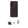 MARSİLYAN™- Galaxy A14 4G Kılıf Ahenk Çizgi Serisi - Siyah Joko Magic 5D Cam + Kamera Lens Koruma Cam - SF