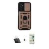 MARSİLYAN™- Galaxy A14 4G Kılıf Ahenk Klasik - Siyah 20D Premium Cam Ekran Koruyucu + Kamera Lens Koruma Cam - SF