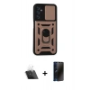 MARSİLYAN™- Galaxy A14 4G Kılıf Ahenk Klasik - Siyah 3D Antistatik Hayalet Cam Ekran Koruyucu + Kamera Lens Koruma Cam - SF